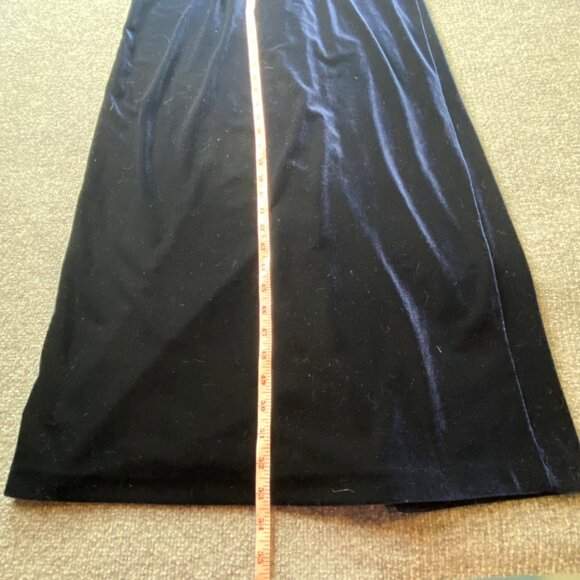 Vintage R.J. Collection Dress Womens 10 Blue Velvet Button-Down‎ Maxi Evening - Picture 5 of 14